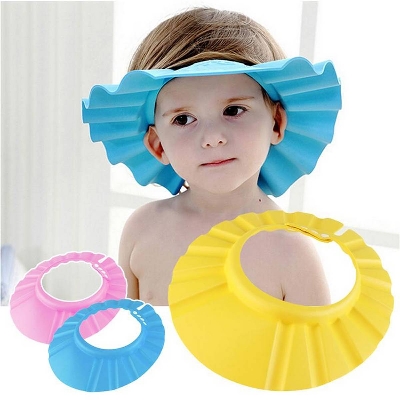 Picture of 1pcs Adjustable Soft Baby Shower Bath Hat Cap for Kids - Multi-color - Multicolor