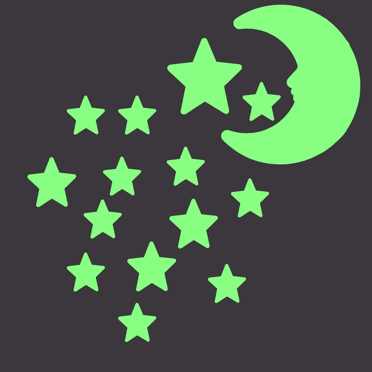 Picture of Wall Decoration Radium Sticker Big Sun Moon and Star - Multicolor