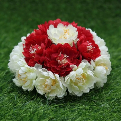Picture of White flower khopa/Artificial flower khopa/white bridal flower khopa - Multicolor