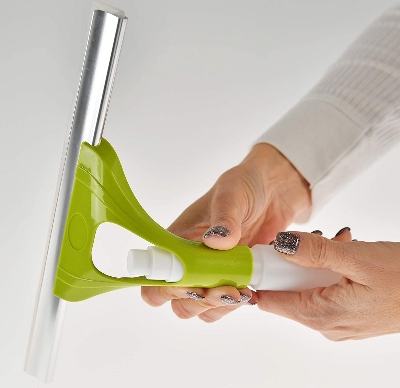Picture of Window Cleaning Wiper with Spray Bottle, Car Windshield Cleaner Squeegee Plastic Glass Cleaner Silicone Blade Brush with Pump, Car-Cleaning Tool - Multicolor