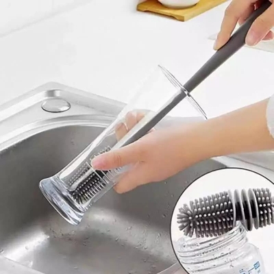 Picture of Long Handle Silicone Bottle Cleaner Brush for Washing Water Bottle, Solution Bottle Mug Cleaning Brush - Multicolor
