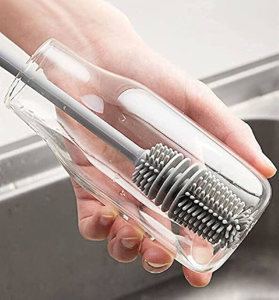 Picture of Long Handle Silicone Bottle Cleaner Brush for Washing Water Bottle, Solution Bottle Mug Cleaning Brush - Multicolor