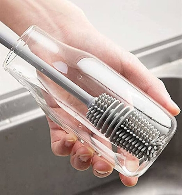 Picture of Long Handle Silicone Bottle Cleaner Brush for Washing Water Bottle, Solution Bottle Mug Cleaning Brush - Multicolor