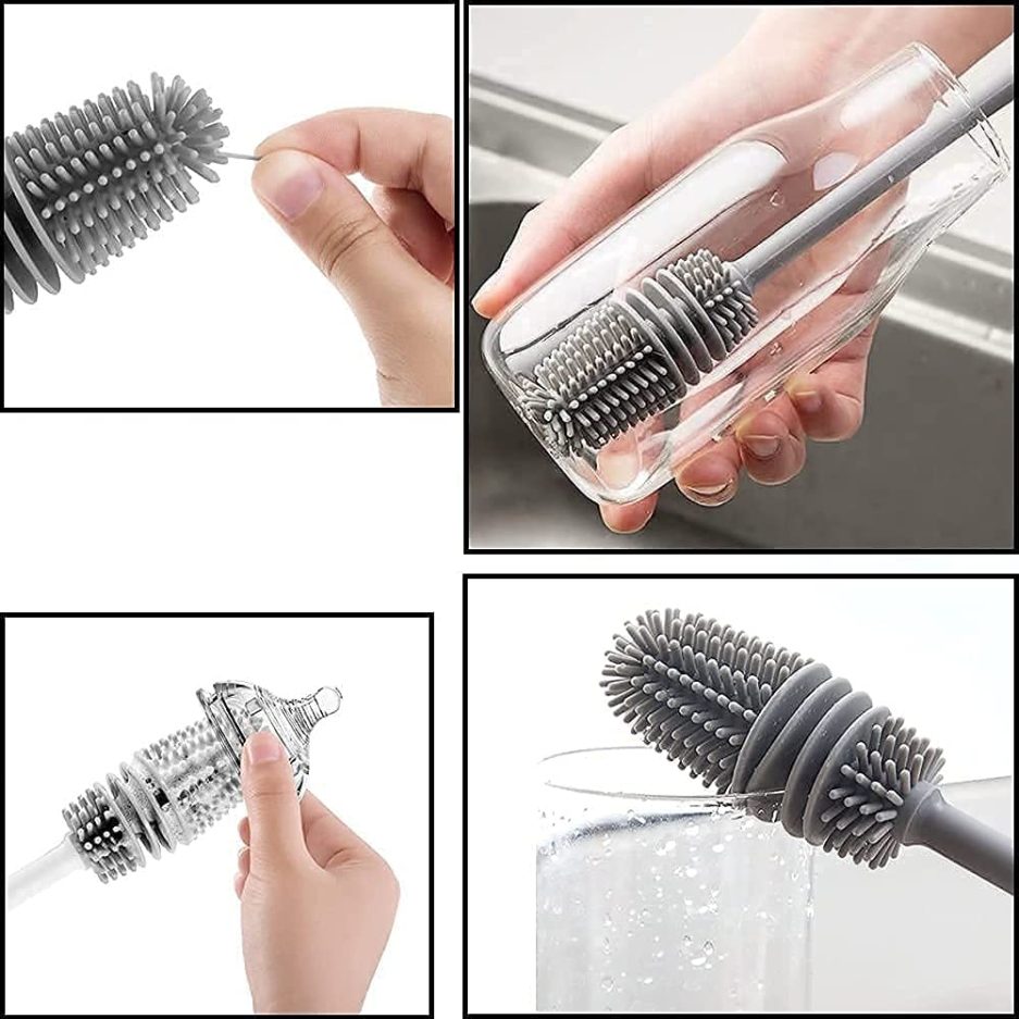 Picture of Long Handle Silicone Bottle Cleaner Brush for Washing Water Bottle, Solution Bottle Mug Cleaning Brush - Multicolor