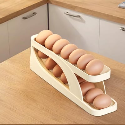 Picture of Rolling Egg Holder, Refrigerator Egg Storage Box, Multi-Function Egg Dispenser, Double Layer Holds 13-15 Eggs, Countertop Refrigerator (1 Pack) - Multicolor