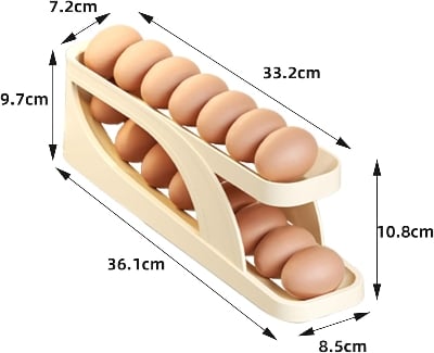 Picture of Rolling Egg Holder, Refrigerator Egg Storage Box, Multi-Function Egg Dispenser, Double Layer Holds 13-15 Eggs, Countertop Refrigerator (1 Pack) - Multicolor