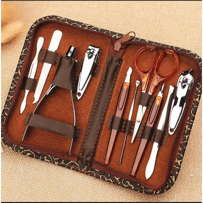 Picture of 10Pcs Stainless Steel Nail Clipper File Scissor Ear Pick Manicure Pedicure Tools - Multicolor