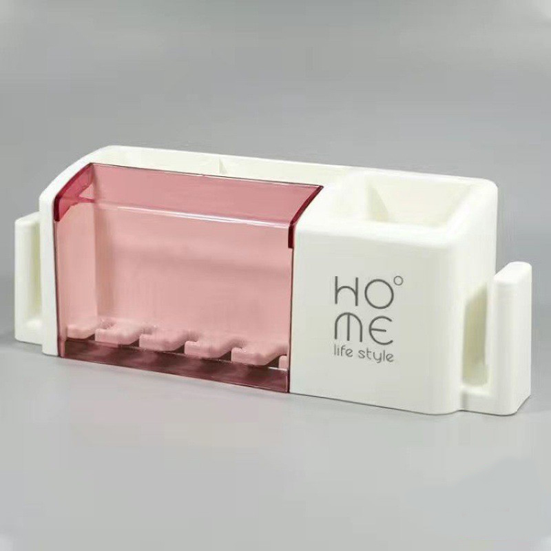 Picture of Wall Mounted Toothbrush, Cosmetics Holders Storage Case With Adhesive Glue - Multicolor