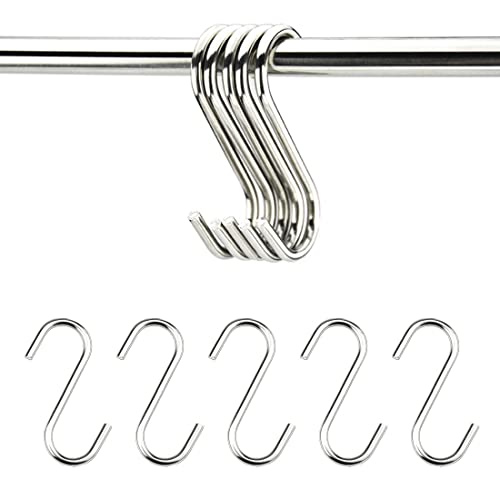 Picture of 5 Stainless Steel Heavy Duty S-Shaped Hooks For Hanging Clothes Kitchen Office Pack Of 5 Hooks - Silver - Multicolor