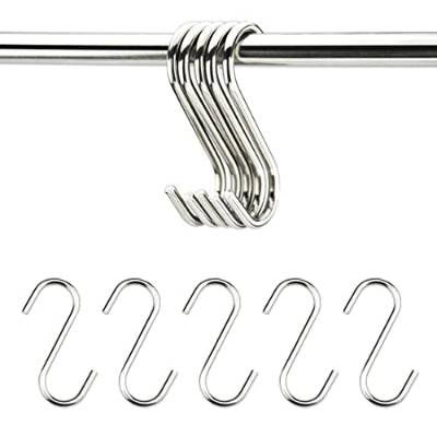 Picture of 5 Stainless Steel Heavy Duty S-Shaped Hooks For Hanging Clothes Kitchen Office Pack Of 5 Hooks - Silver - Multicolor