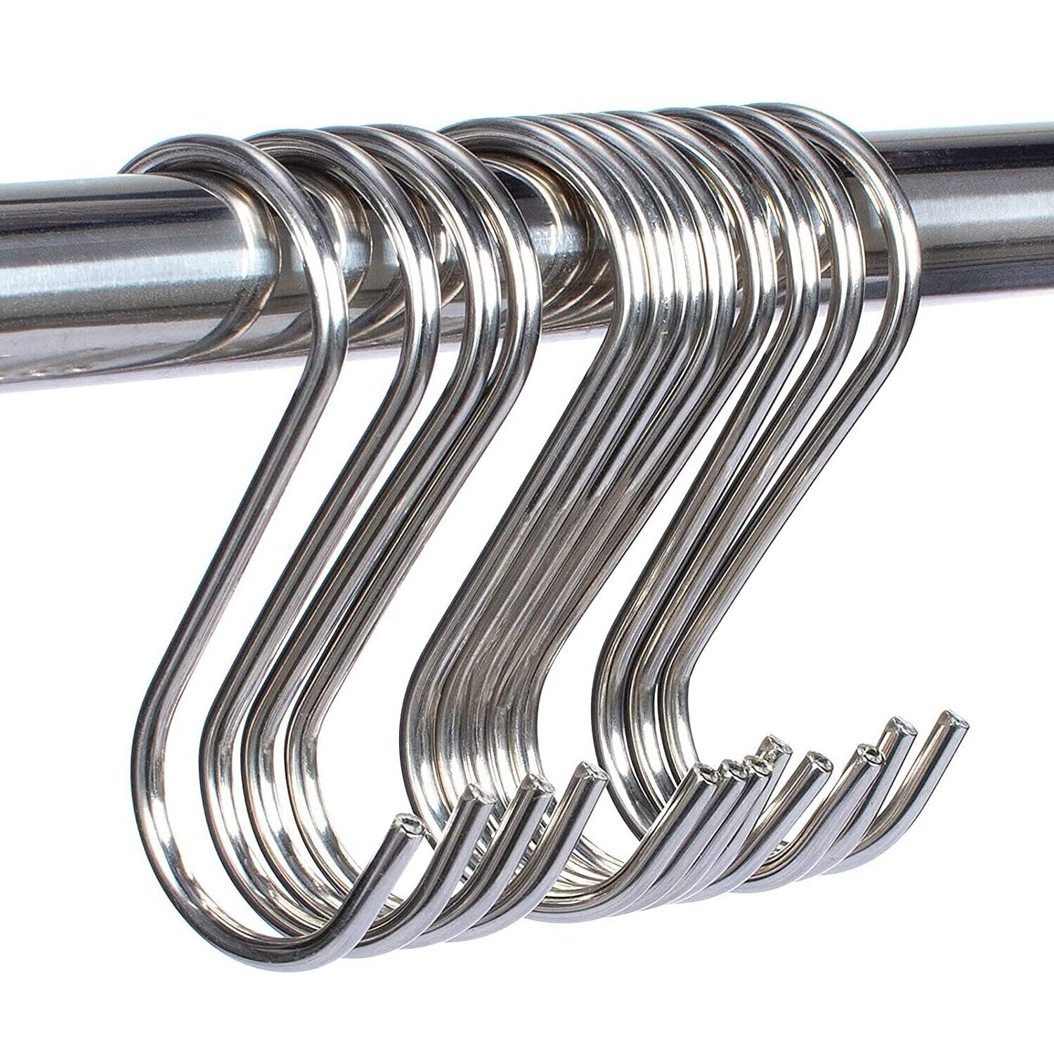 Picture of 5 Stainless Steel Heavy Duty S-Shaped Hooks For Hanging Clothes Kitchen Office Pack Of 5 Hooks - Silver - Multicolor