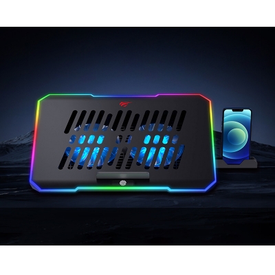 Picture of HAVIT F2069 GAMENOTE RGB LAPTOP COOLING PAD W/MOBILE HOLDER (Black,120mm)
