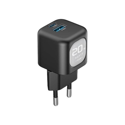 Picture of HAVIT UC220 20W USB-A+ USB-C TRAVEL CHARGER- Black