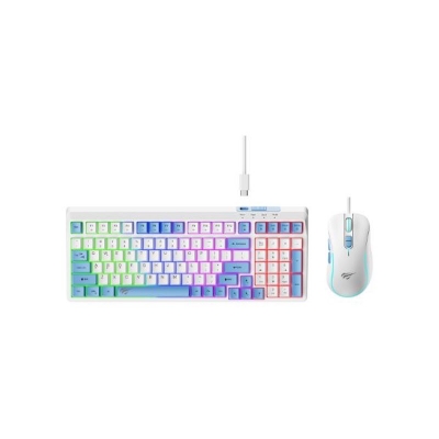 Picture of HAVIT KB891CM USB Rainbow Backlit Multi-Function Keyboard & Mouse 2 in 1 Combo - White