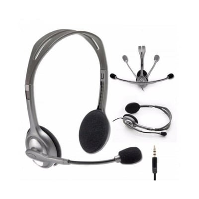 Picture of Logitech H111 STEREO Headset (One port) Color-coded 3.5 mm plugs - Flexible, rotating boom Full stereo sound- Black