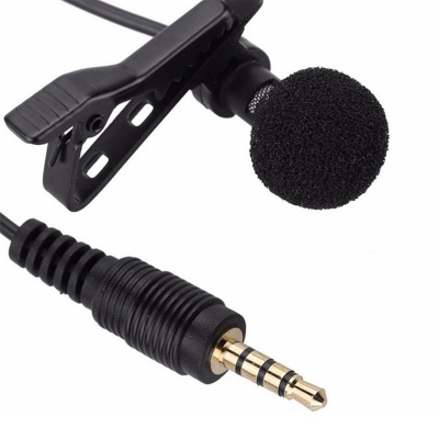 Picture of Portable Universal 3.5mm Hands-Free Mini Wired Collar Clip Lapel Lavalier Microphone For PC Laptop louder Speaker Black