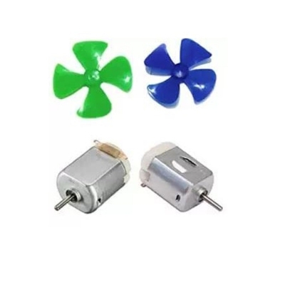 Picture of Mini Fan Kit - 2 Pcs DC Toy Motor, 2 Pcs. Mini Four Blade Fan 2 Set Multicolor