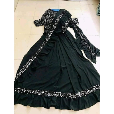 Picture of Irani Gown Borka Black Color Daimond Georgette Fabric Stylish  For Women