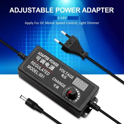 Picture of ADJUSTABLE AC TO DC 3V to 24V 5A ADAPTER WITH DISPLAY SCREEN VOLTAGE ADJUSTABLE POWER SUPPLY Black