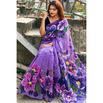 Picture of Half Silk Saree For Women - Yellow