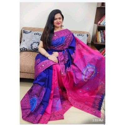 Picture of Half Silk Saree for Women Traditional Indian Sari Blouse Included 6.5 Feet Fabric Length