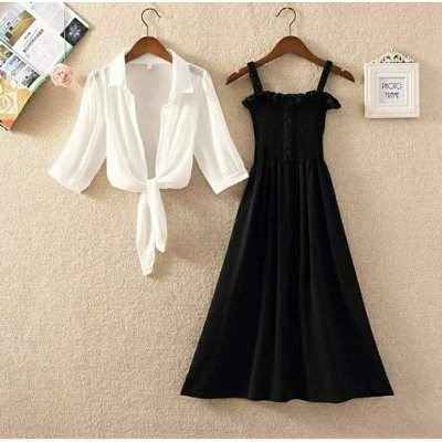 Picture of Western Dress summer fashion chiffon shirt and Skirts, women's summer dress, western style Tops and Skirts, sense of niche temperament Dress for Girls