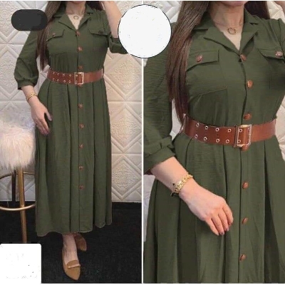 Picture of Western Fashion Ladis Poket gown Long Shirt Alex Georgette  style Kurti  dress for women - Red