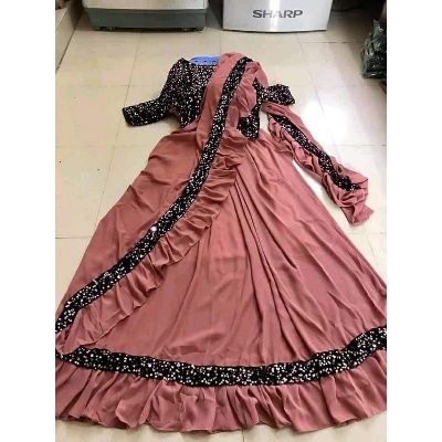 Picture of Irani Gown Borka Vermillon Daimond Georgette Fabric Stylish  For Women