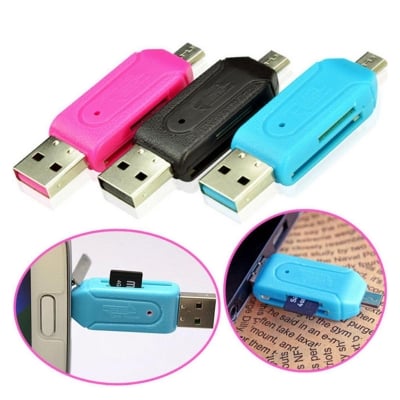 Picture of [Open Shopping] Usb 2.0 Otg Memory Card Reader For Android | Pc | Laptop - Versatile Memory Card Reader For Seamless Data Transfer Across Devices Blue