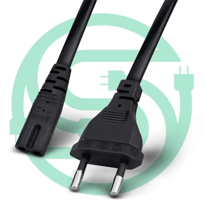 Picture of EU Plug 2.5A 220V AC Electric Wire Extension Cable 2Pin Power Cord 2 Meter Black