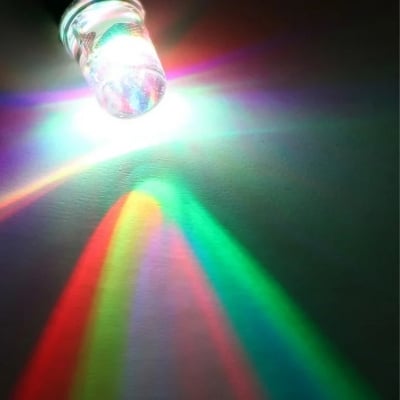 Picture of 50pcs Blinking 5mm RGB LED Diodes, Multi Color Changing Super Bright Light Emitting with 2 Pin Clear Round Lens 