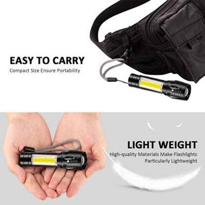 Picture of mall Powerful 4 Mode Bright LED Light Full Metal Body with Charging Adaptor Torch Rechargeable Electric Small Compact Torch Waterproof Portable White