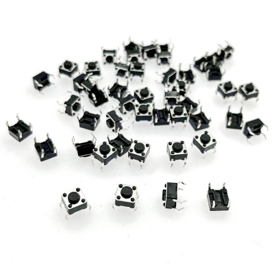 Picture of 10 Pcs- TACTILE Momentary 4Pin Tactile Tact Push Button Switches 4 Pin 6x6x4.5mm On Off PCB Touch Switch Momentary Push Button Switch Square Push Button Light Switch10Pcs- TACTILE Momentary 4Pin Tactile Tact Push Button Switches 4 Pin 6x6x4.5mm On Off PCB Black