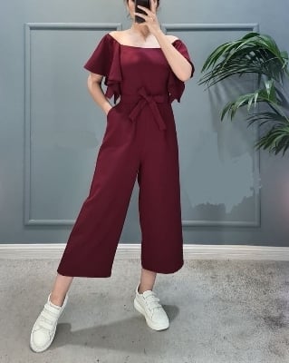 Picture of Western Fashion Ladis Stitched Jumpsuit Charry Georgette style Kurti dress for women - Maroon
