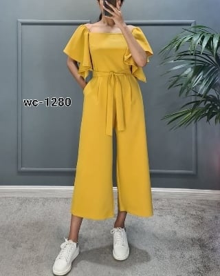 Picture of Western Fashion Ladis Stitched Jumpsuit Charry Georgette style Kurti dress for women - Yellow