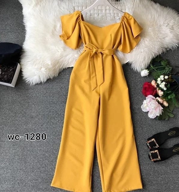 Picture of Western Fashion Ladis Stitched Jumpsuit Charry Georgette style Kurti dress for women - Yellow