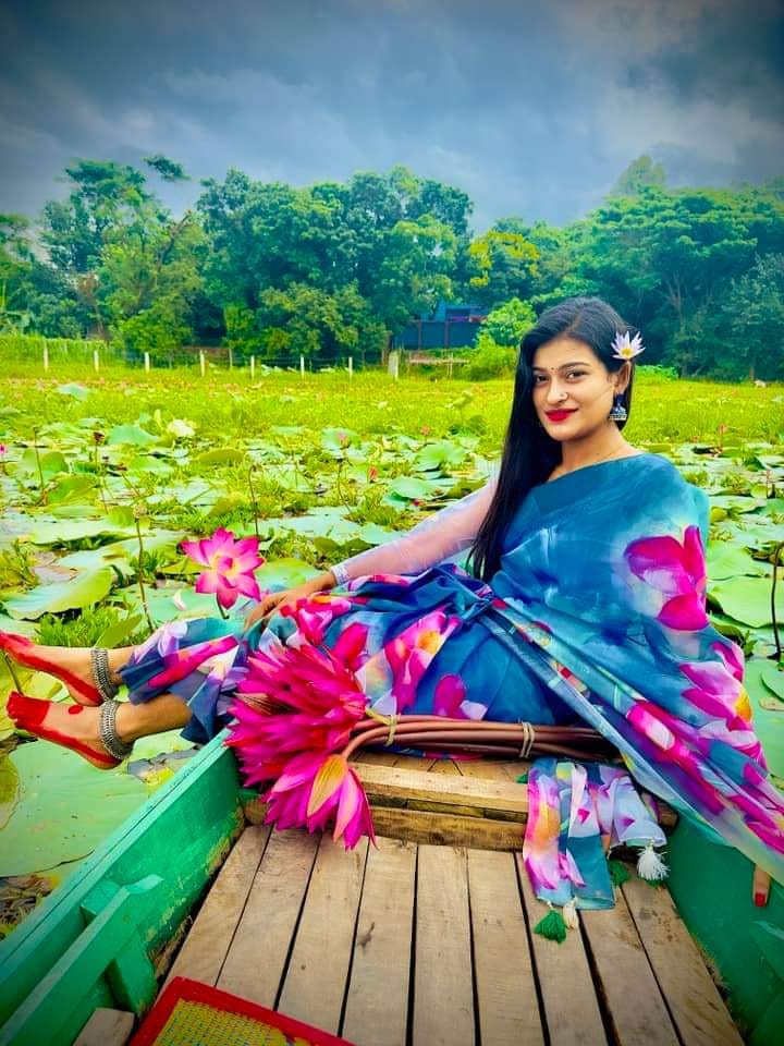 Picture of New Exclusive Design Blue Color Chandini  Soft Silk Digital Print Saree for women - Blue