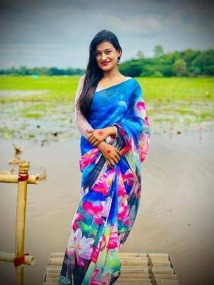 Picture of New Exclusive Design Blue Color Chandini  Soft Silk Digital Print Saree for women - Blue