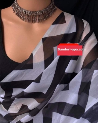 Picture of Exclusive Design white Color Georgette Printed Saree With Matching Blouse pis Set Dress for women - White