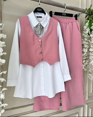 Picture of Western Dress summer fashion Stylist Koti Tops and pant Collection Cherry Georgette Dress for Girls - Pink