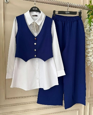 Picture of Western Dress summer fashion Stylist Koti Tops and pant Collection Cherry Georgette Dress for Girls - Blue