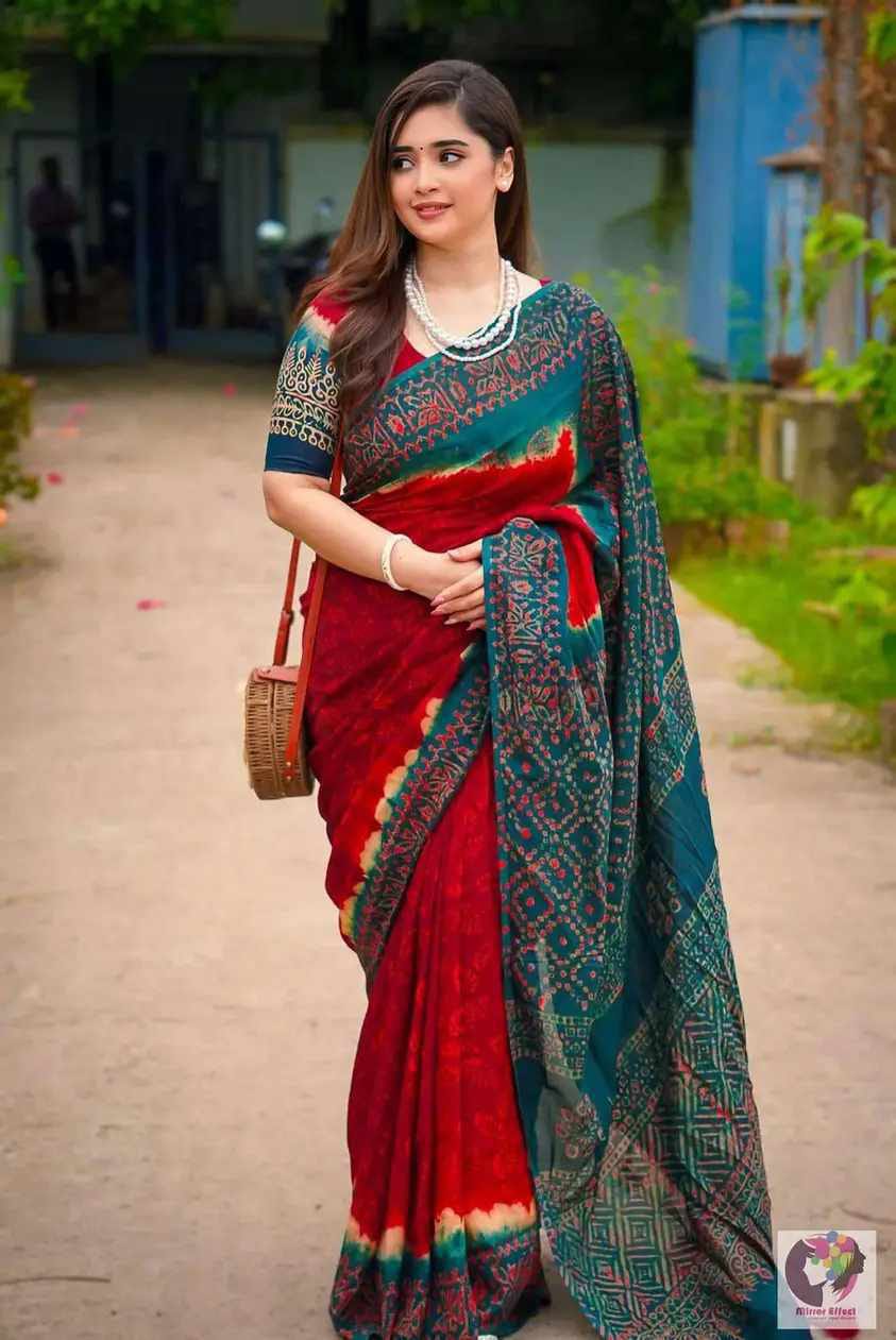 Picture of Exclusive Design Maroon Color Soft silk tydy Print Saree With Matching Blouse pis for women - Maroon