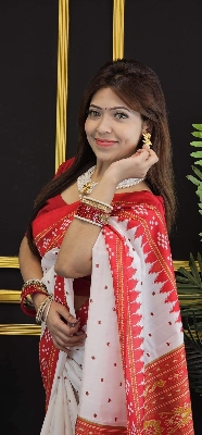 Picture of New Exclusive Design white Color Half Silk screen Print Saree for women - White