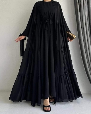 Picture of Exclusive New designed kuchi and Koti Borka Black Color Indian Georgette  Perfect Outerwear Choice for Modest Women's - Black