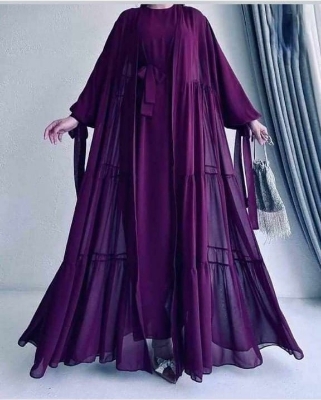 Picture of Exclusive New designed kuchi and Koti Borka Purple Color Indian Georgette  Perfect Outerwear Choice for Modest Women's - Purple