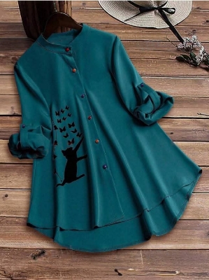 Picture of Ladies Western Fashion Green Color Tops Cherry Georgette For women - Green
