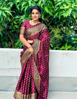 Picture of Exclusive Design Maroon Color Soft Japani silk Saree With Matching Blouse pis for women - Maroon