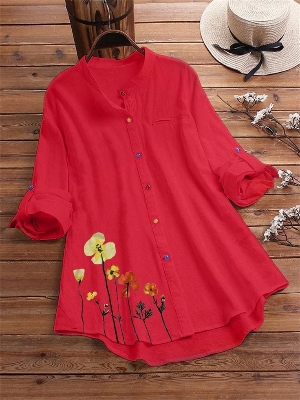 Picture of Ladies Western Fashion Red Color Tops Cherry Georgette For women - Red