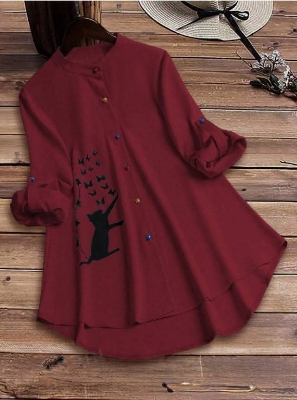 Picture of Ladies Western Fashion Maroon Color Tops Cherry Georgette For women - Maroon