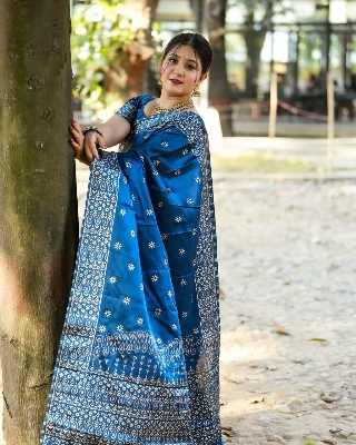 Picture of Exclusive Design Sea green Color Soft Japani silk Saree With Matching Blouse pis for women - Sea green